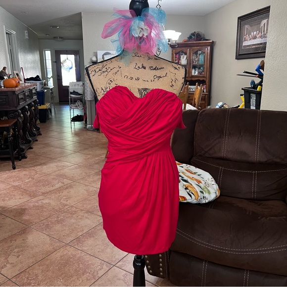 Express Dresses & Skirts - Express Vibrant Red Off-Shoulder Midi Dress